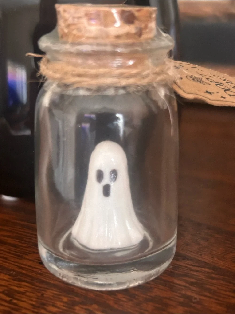 White Ghost in Glass Bottle Home Accent